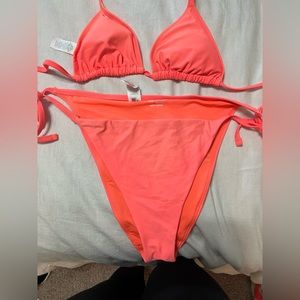 aerie super cute peach 🍑 bikini medium top large bottoms
